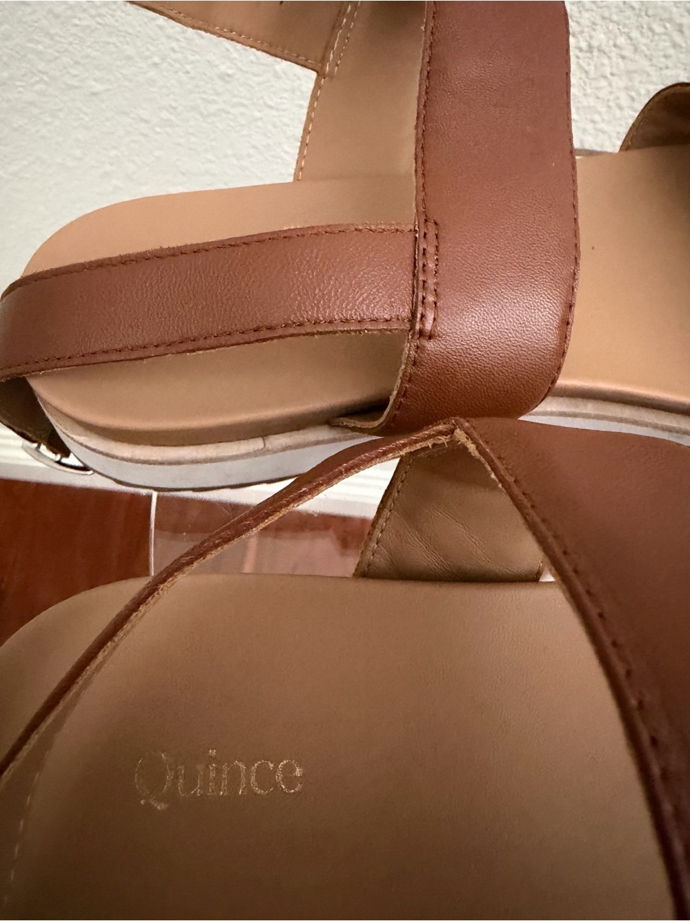 Quince Brown Two-Strap Platform Sandals with Ankle Buckle - Picture 5 of 7